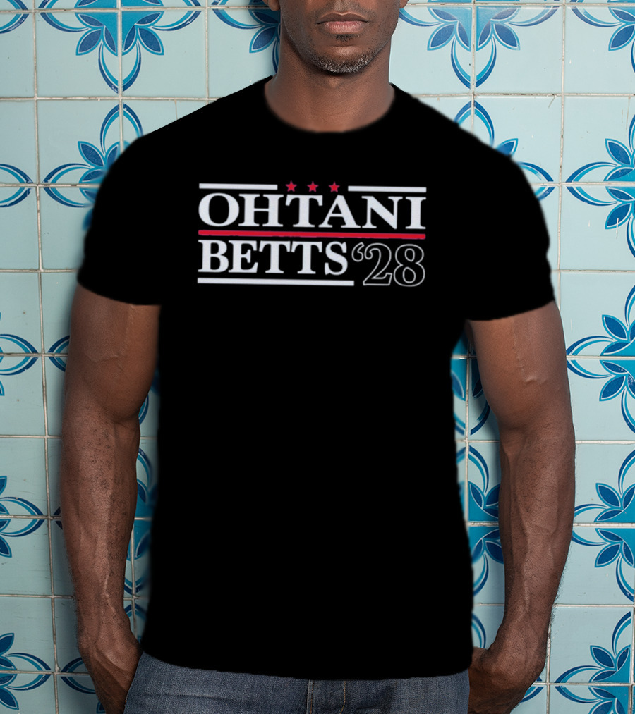 Ohtani Betts 2028 Dodgers Stars Three Red Campaign T-Shirt