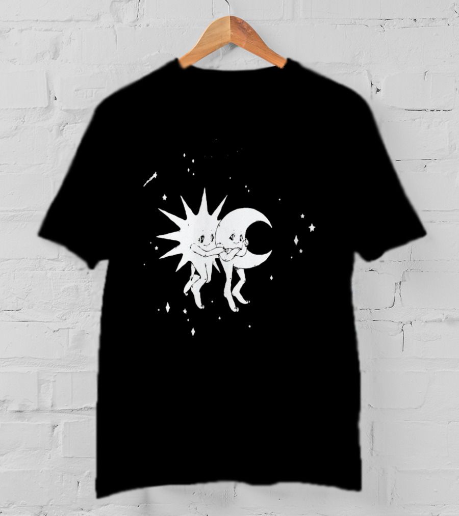 Steady Hands Sun Moon Black White Stars Walking T-Shirt