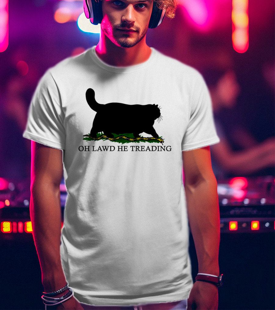 Oh Lawd He Treading Cat Silhouette With Snake And Grass T-Shirt