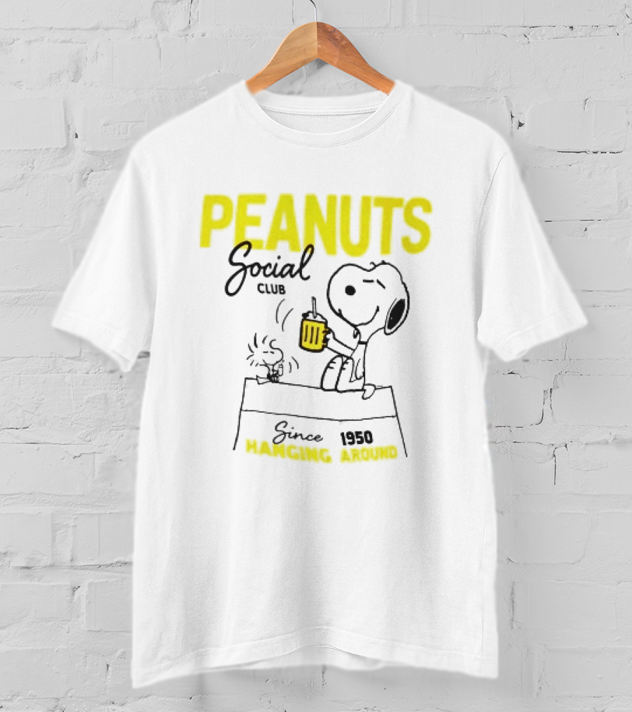 Peanuts Social Club Since 1950 Hanging Around Snoopy Woodstock T-Shirt