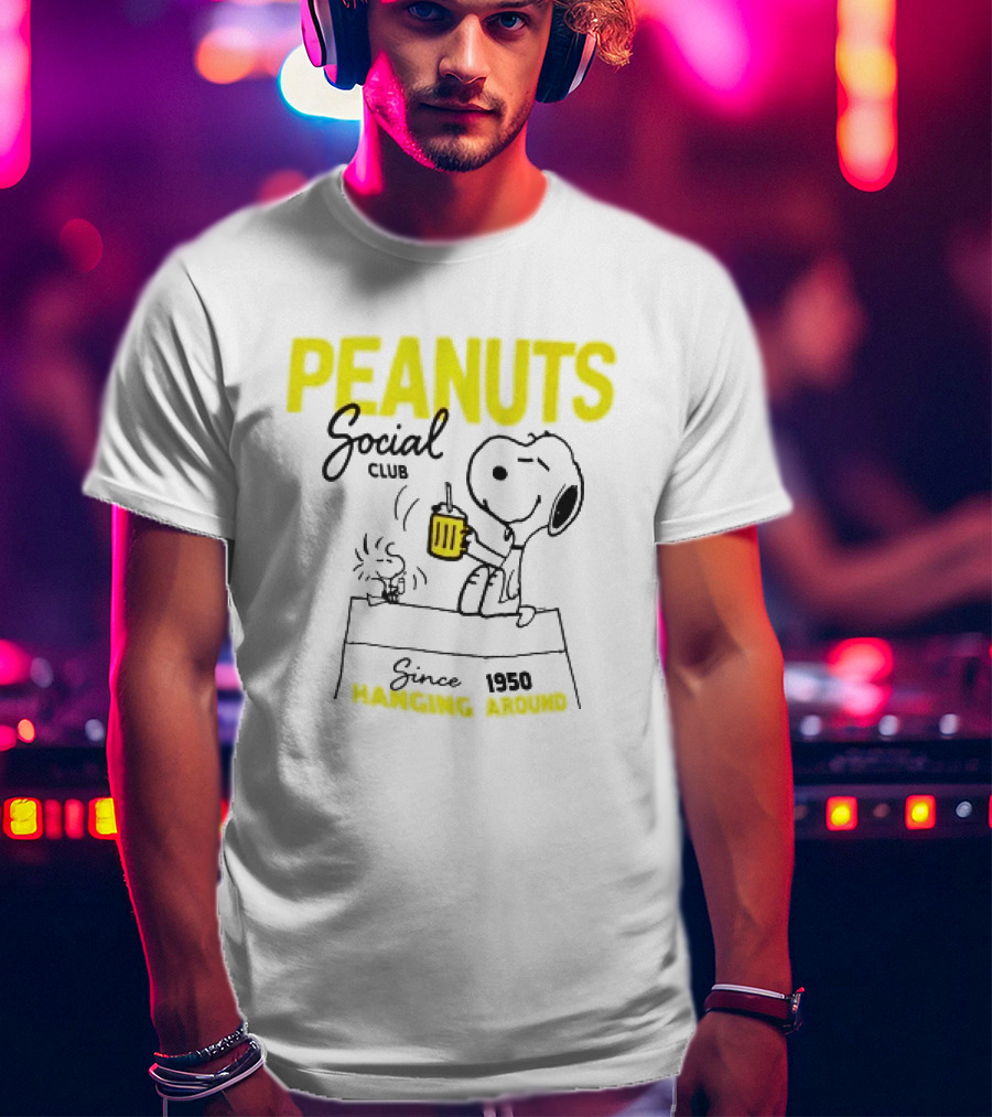 Peanuts Social Club Since 1950 Hanging Around Snoopy Woodstock T-Shirt