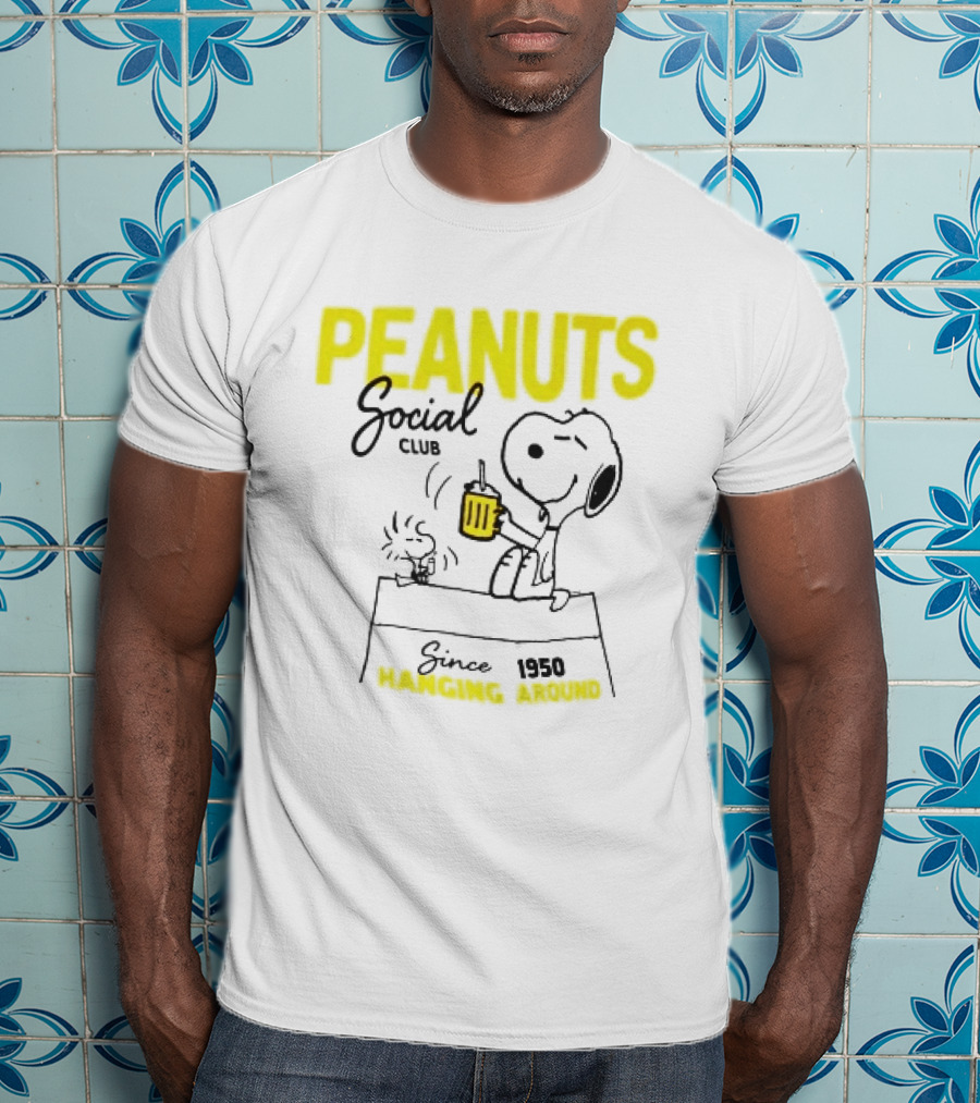 Peanuts Social Club Since 1950 Hanging Around Snoopy Woodstock T-Shirt