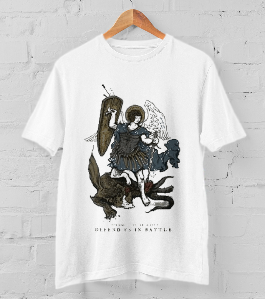 Saint Mxxxxxx Archangel Michael Defend Us In Battle Medieval Angelic Warrior T-Shirt