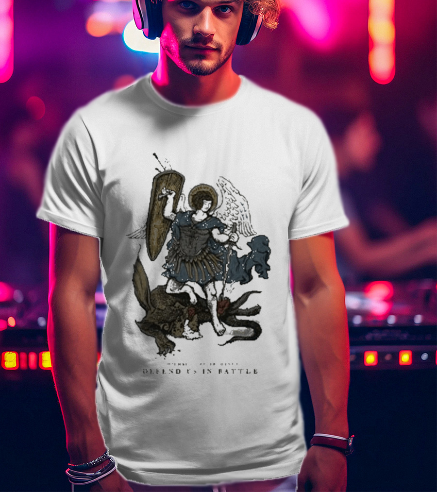 Saint Mxxxxxx Archangel Michael Defend Us In Battle Medieval Angelic Warrior T-Shirt