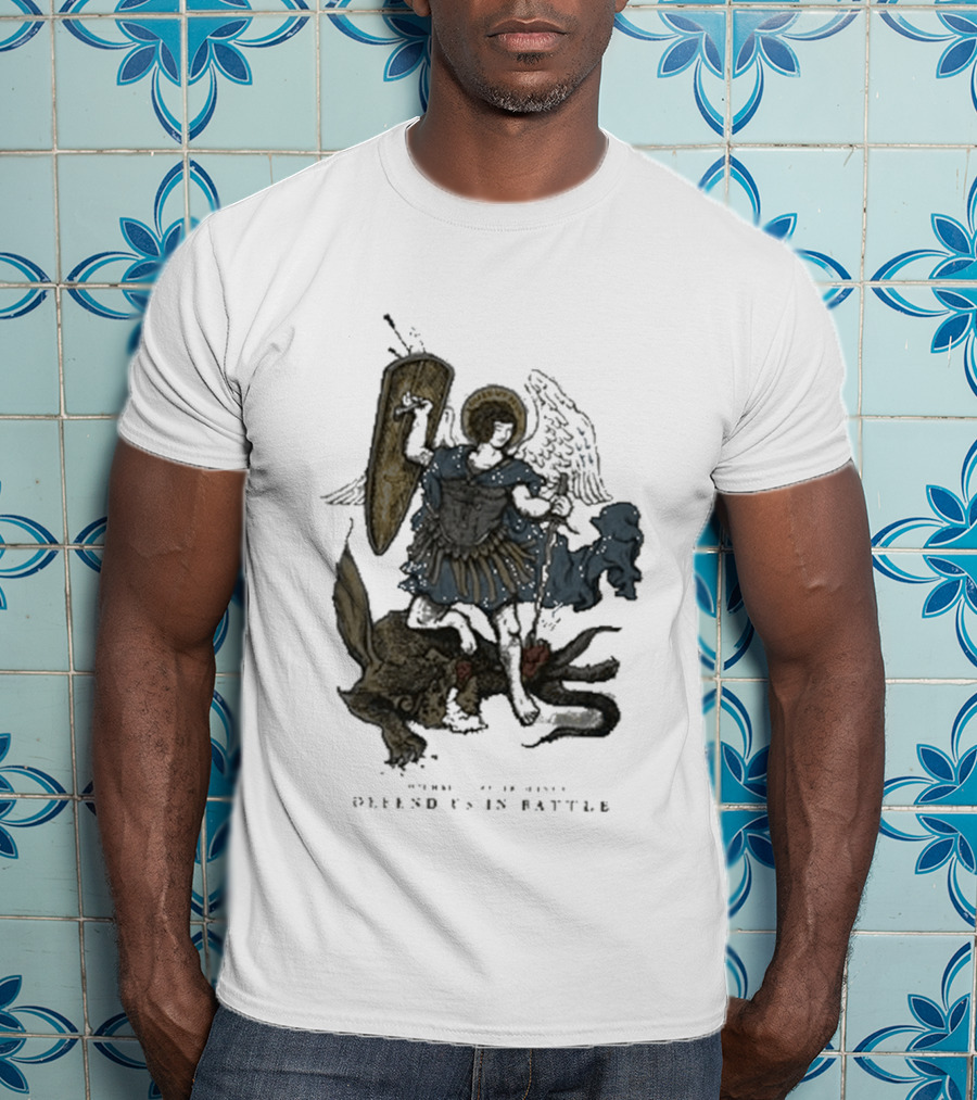Saint Mxxxxxx Archangel Michael Defend Us In Battle Medieval Angelic Warrior T-Shirt
