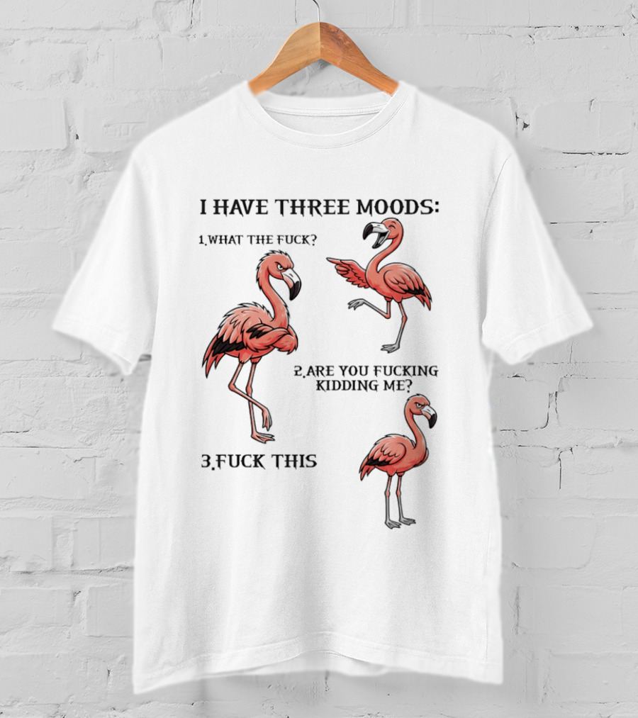 I Have Three Moods What The Fuck Are You Fucking Kidding Me Fuck This Flamingo T-Shirt