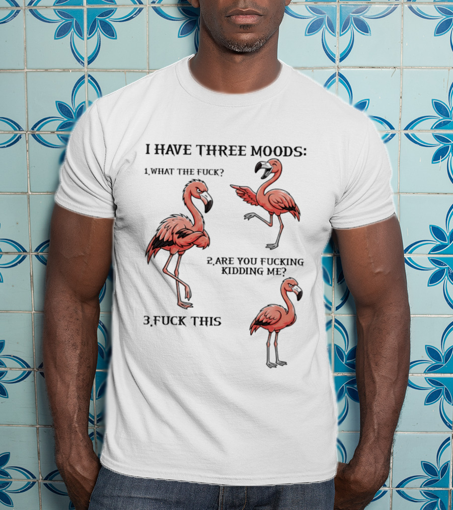 I Have Three Moods What The Fuck Are You Fucking Kidding Me Fuck This Flamingo T-Shirt