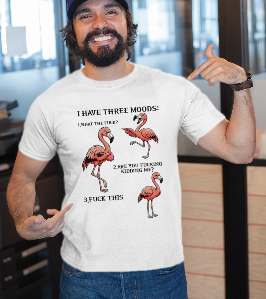 I Have Three Moods What The Fuck Are You Fucking Kidding Me Fuck This Flamingo T-Shirt