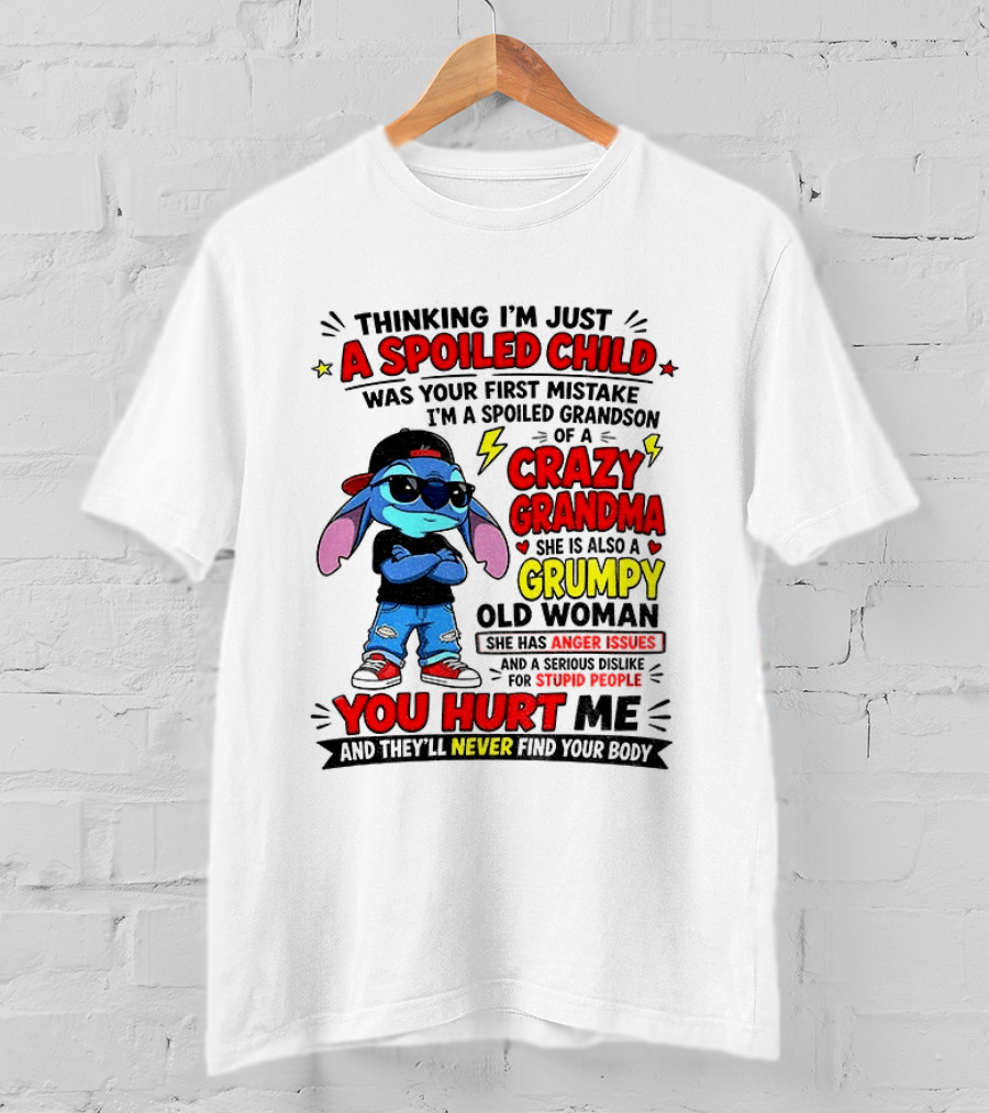 Thinking I'm Just A Spoiled Child Crazy Grandma You Hurt Me Never Find Your Body T-Shirt