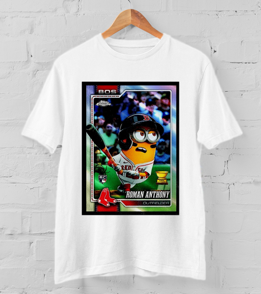 Minions Boston Red Sox Roman Anthony 2025 Topps Chrome Baseball Card T-Shirt