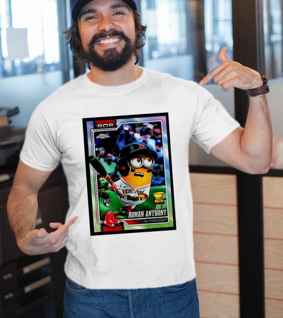 Minions Boston Red Sox Roman Anthony 2025 Topps Chrome Baseball Card T-Shirt