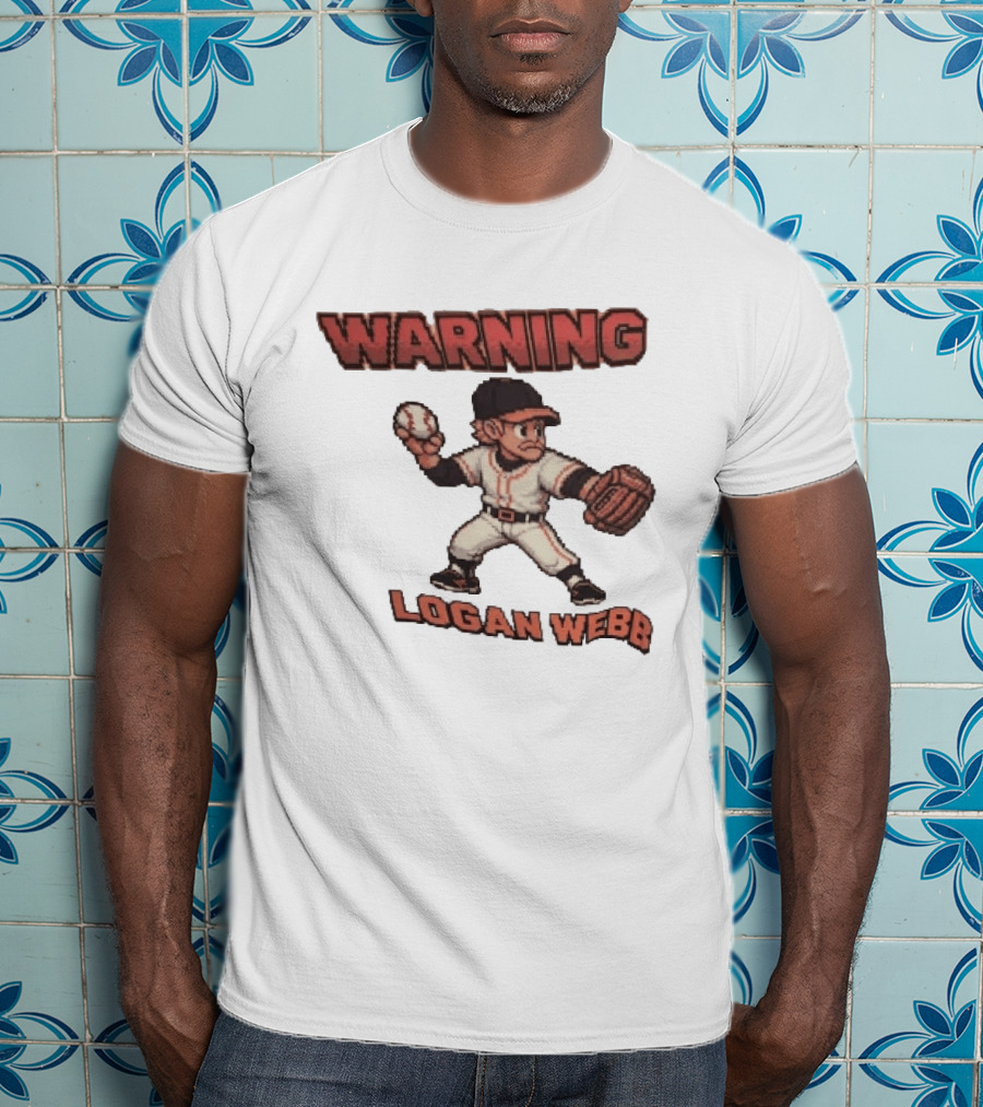 Warning Logan Webb 8 Bit Baseball T-Shirt