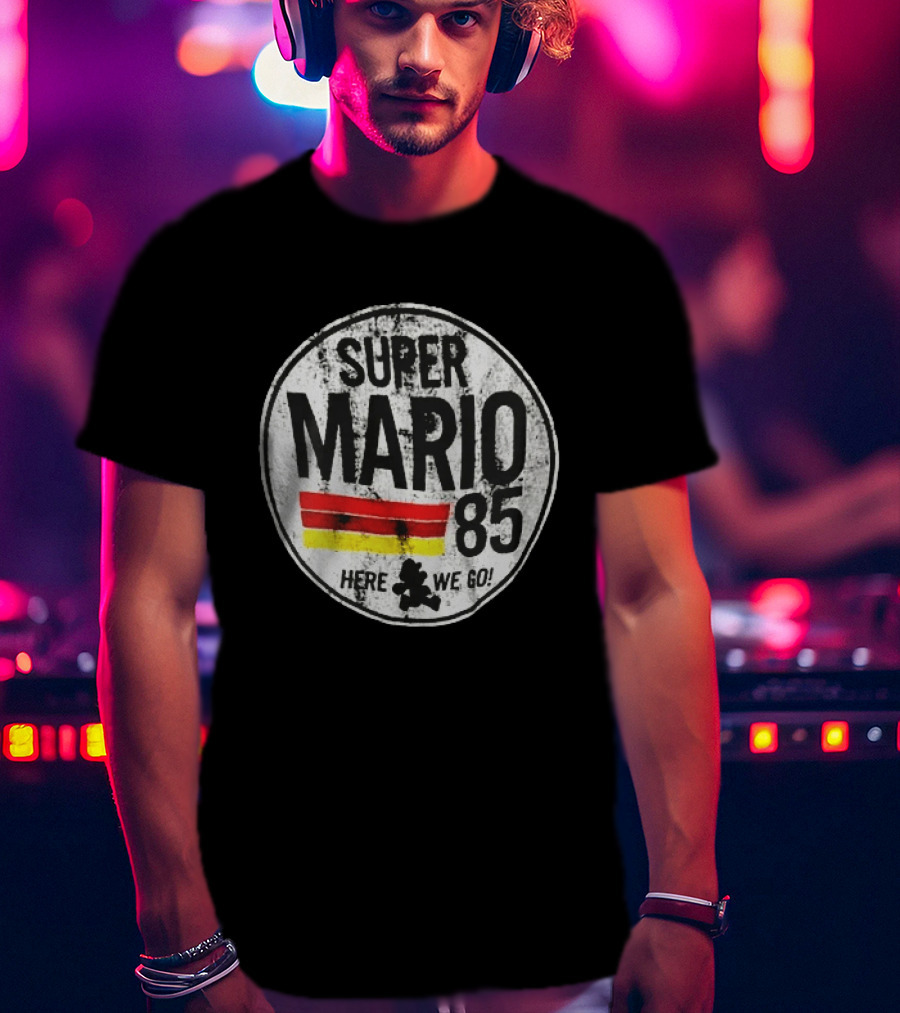 Super Mario 85 Here We Go Vintage Circle T-Shirt