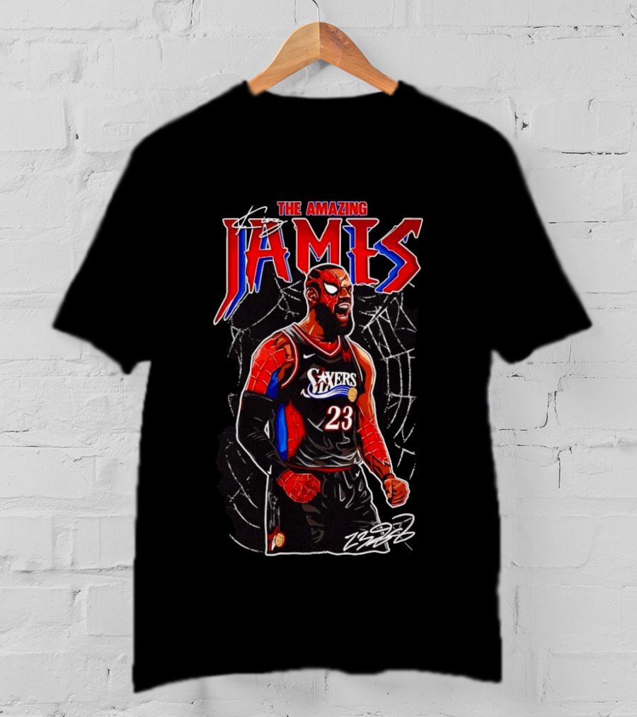 The Amazing LeBron James Spider Man 76ers NBA Crossover Comic T-Shirt