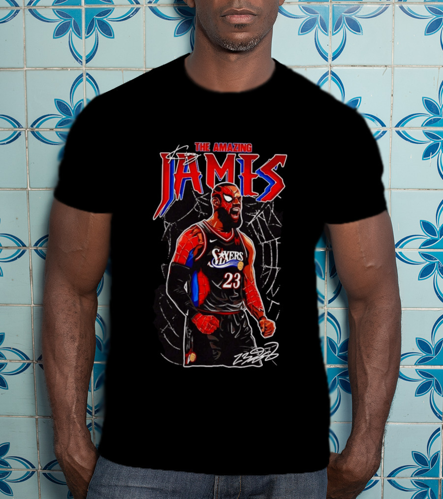 The Amazing LeBron James Spider Man 76ers NBA Crossover Comic T-Shirt