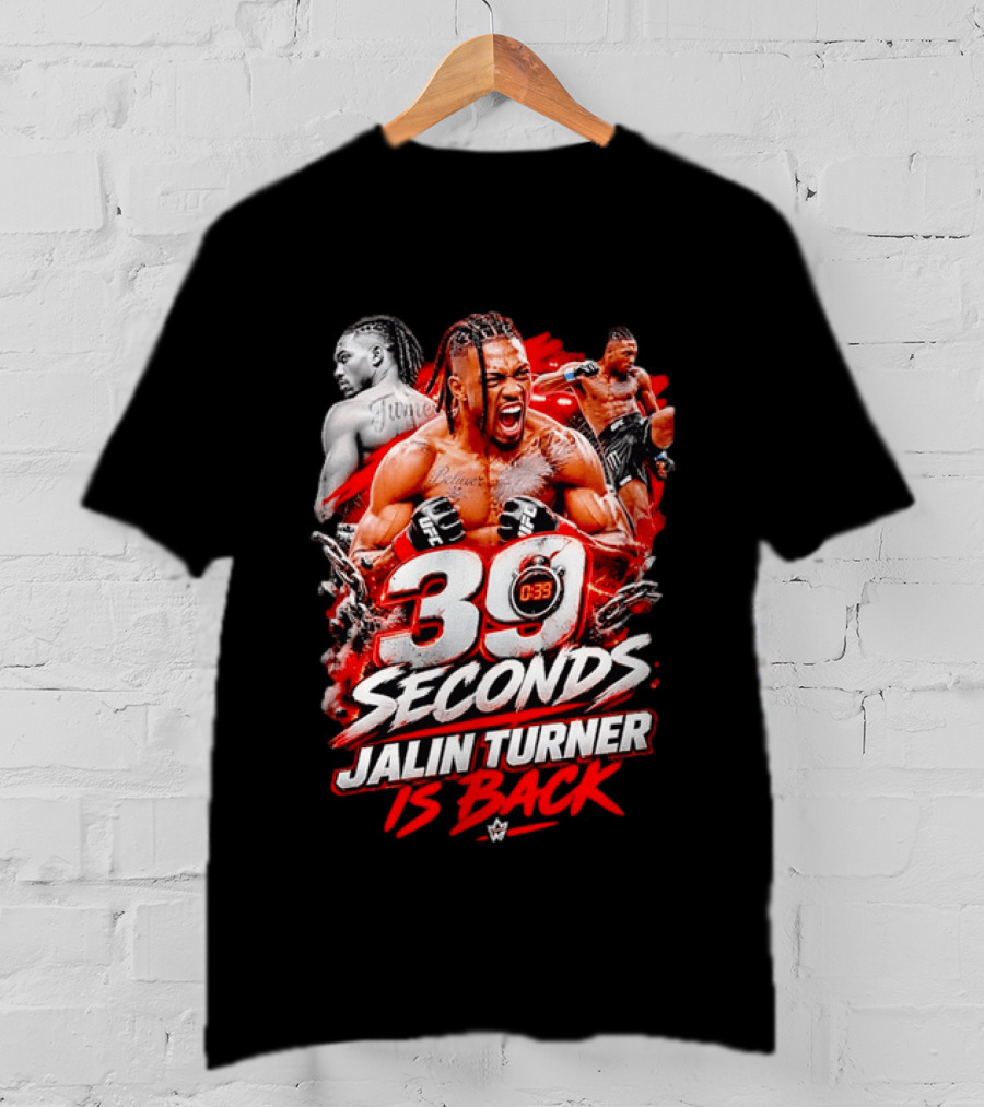 39 Seconds Jalin Turner UFC Fighter Photo Collage Red Glow Is Back T-Shirt