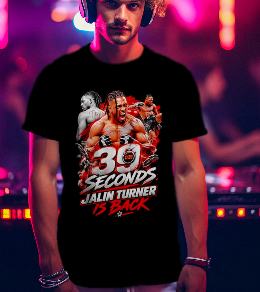 39 Seconds Jalin Turner UFC Fighter Photo Collage Red Glow Is Back T-Shirt