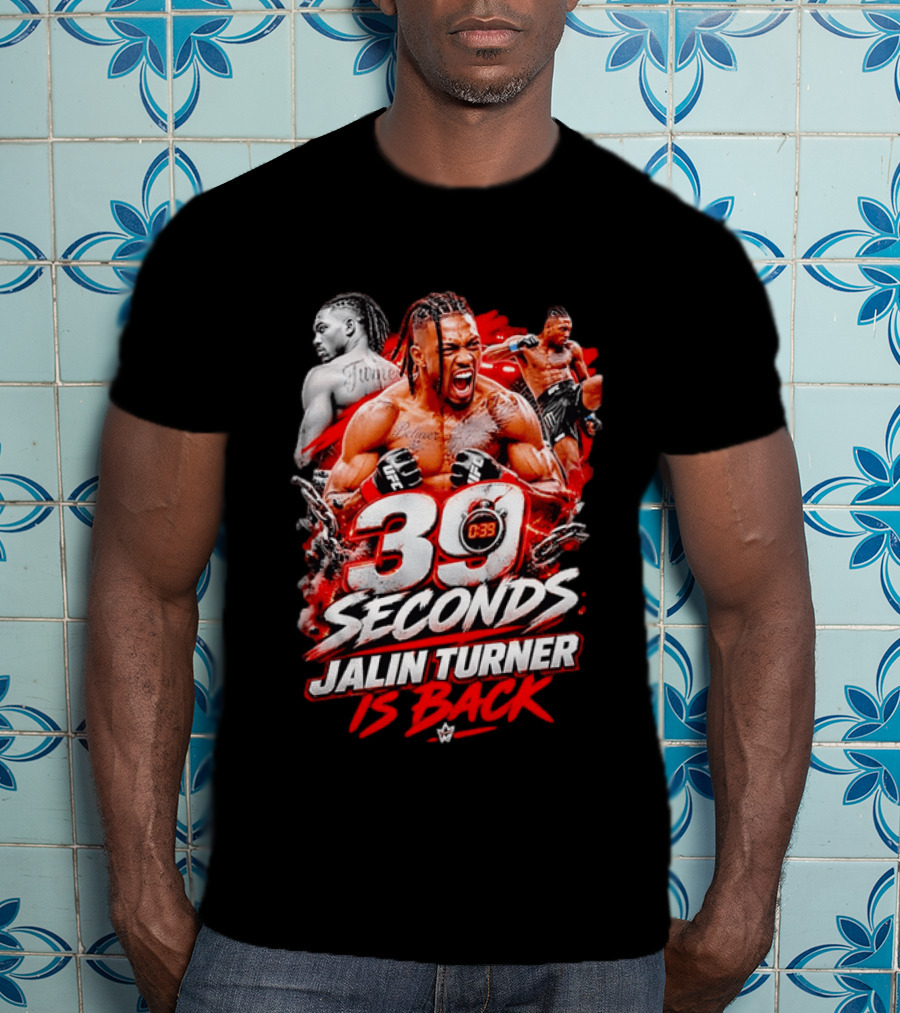 39 Seconds Jalin Turner UFC Fighter Photo Collage Red Glow Is Back T-Shirt