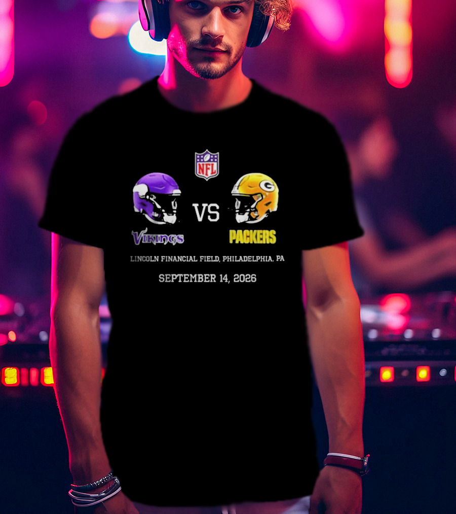 Vikings Vs Packers Lincoln Financial Field Philadelphia PA September 14 2026 T-Shirt