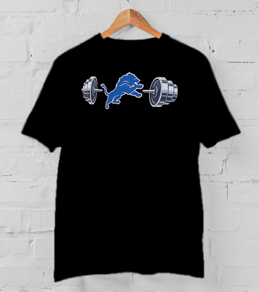 Detroit Lions Barbell 2026 Weightlifting Strength Training Lions T-Shirt