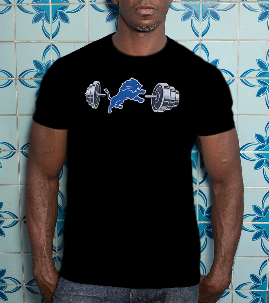Detroit Lions Barbell 2026 Weightlifting Strength Training Lions T-Shirt