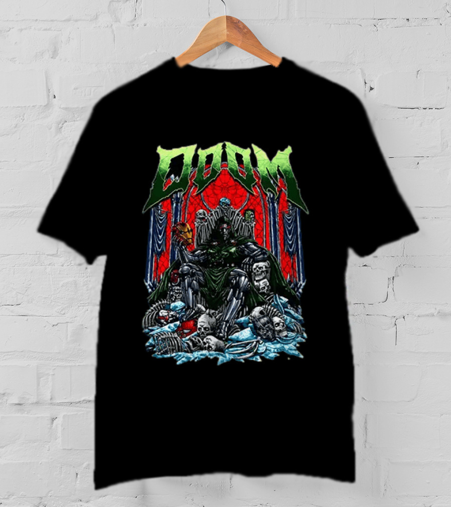 Doctor Doom Throne Marvel Superheroes With Iron Man Mask Doom T-Shirt