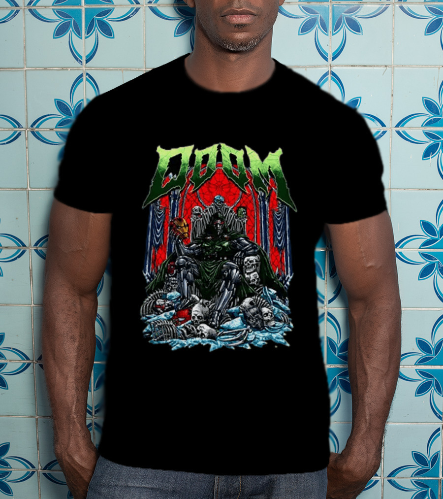 Doctor Doom Throne Marvel Superheroes With Iron Man Mask Doom T-Shirt