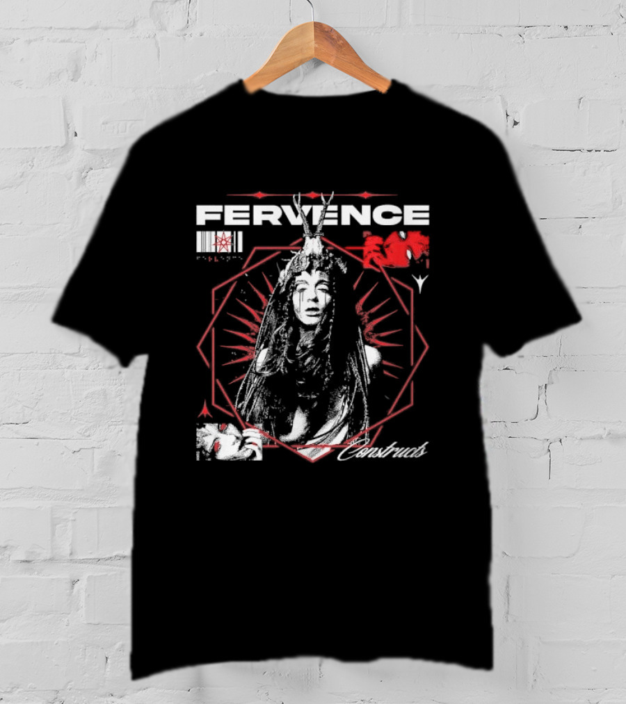 Fervence Constructs Hexagon Horned Crown Woman Red Tears T-Shirt