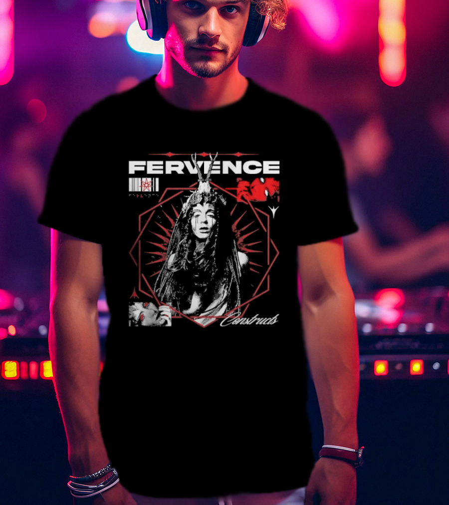 Fervence Constructs Hexagon Horned Crown Woman Red Tears T-Shirt
