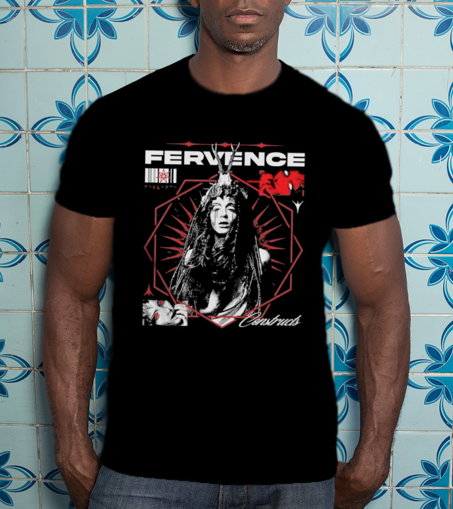 Fervence Constructs Hexagon Horned Crown Woman Red Tears T-Shirt