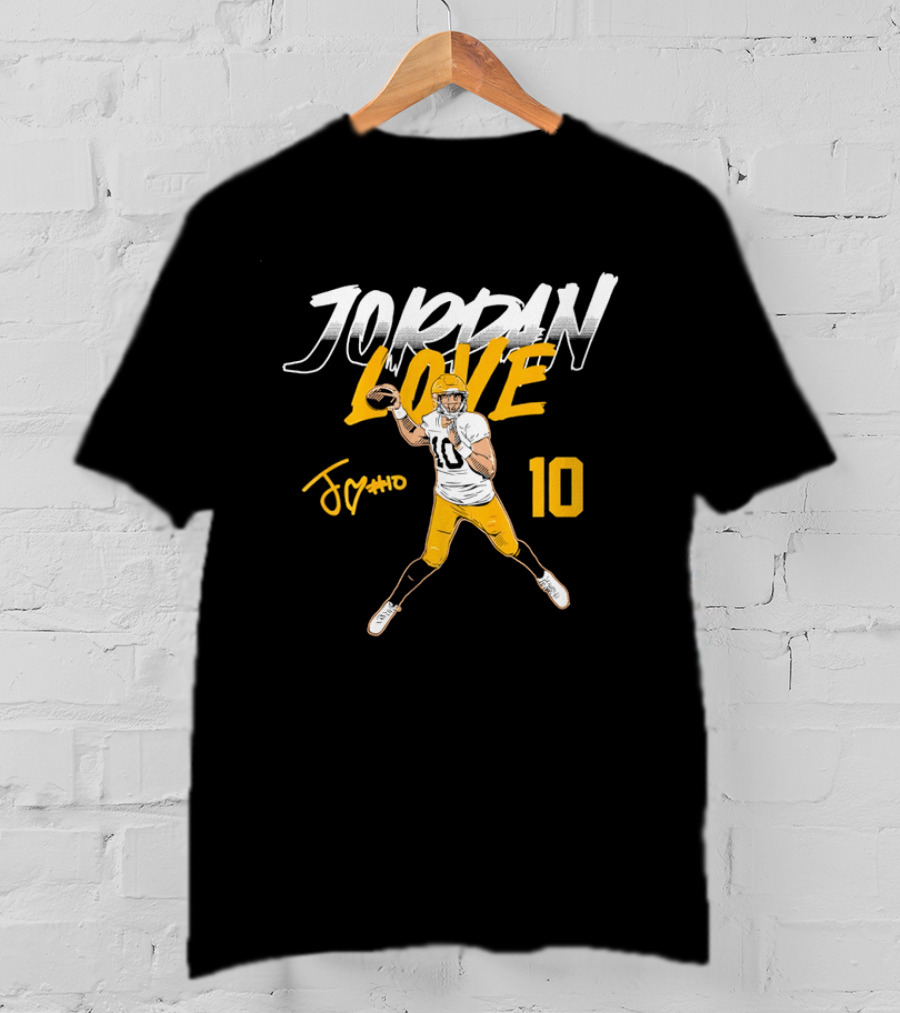 Jordan Love 10 Quarterback Action Pass Signature T-Shirt