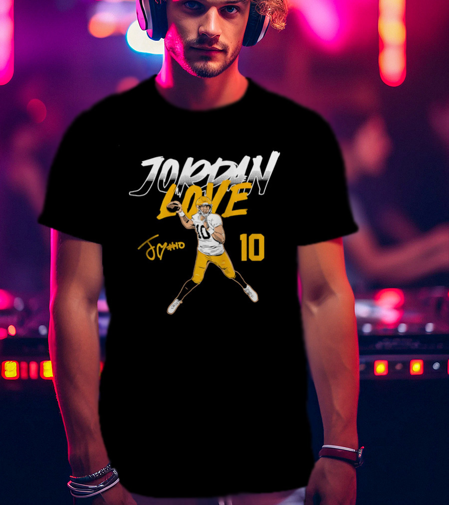 Jordan Love 10 Quarterback Action Pass Signature T-Shirt