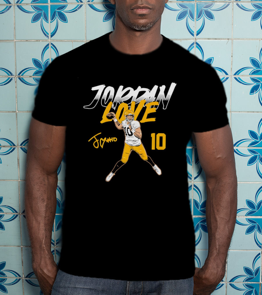 Jordan Love 10 Quarterback Action Pass Signature T-Shirt