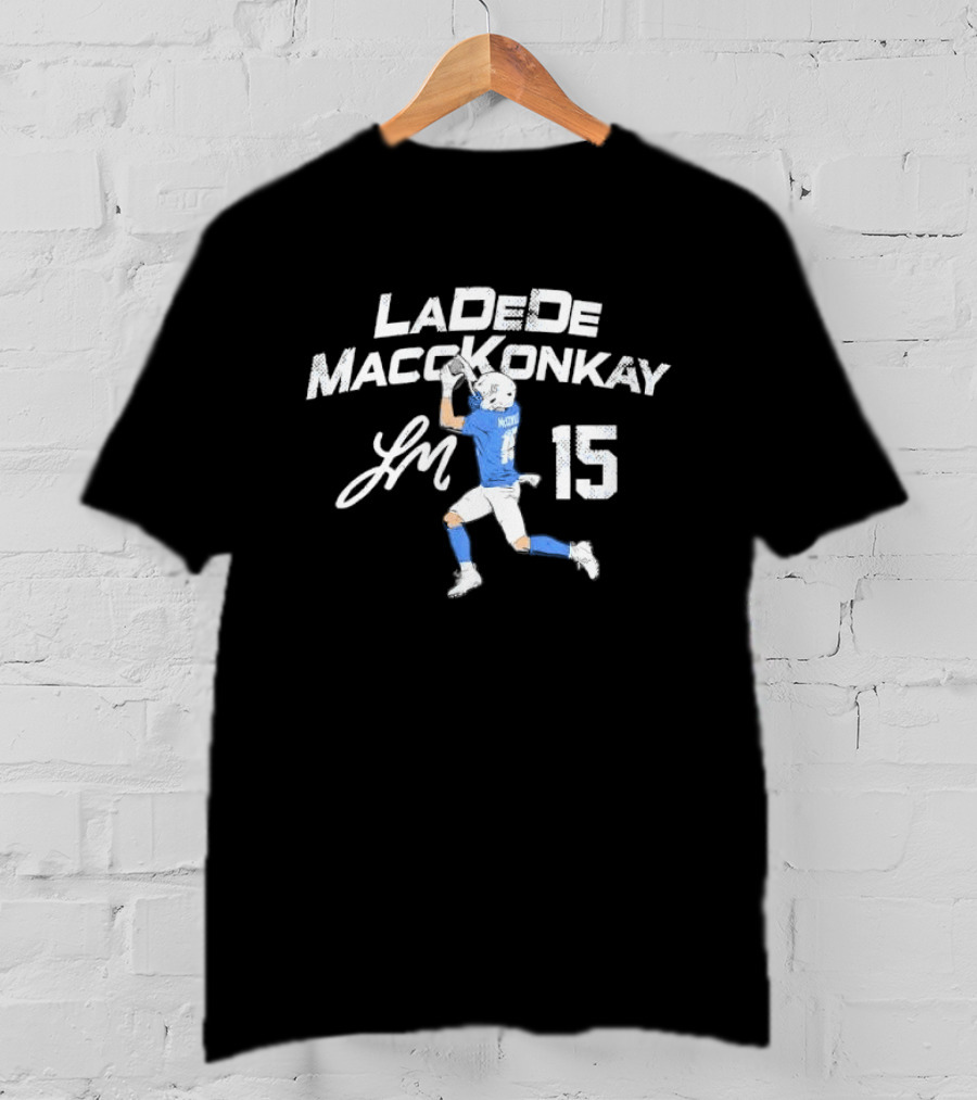 Ladd McConkey 15 Football Player Signature Catching Pass T-Shirt
