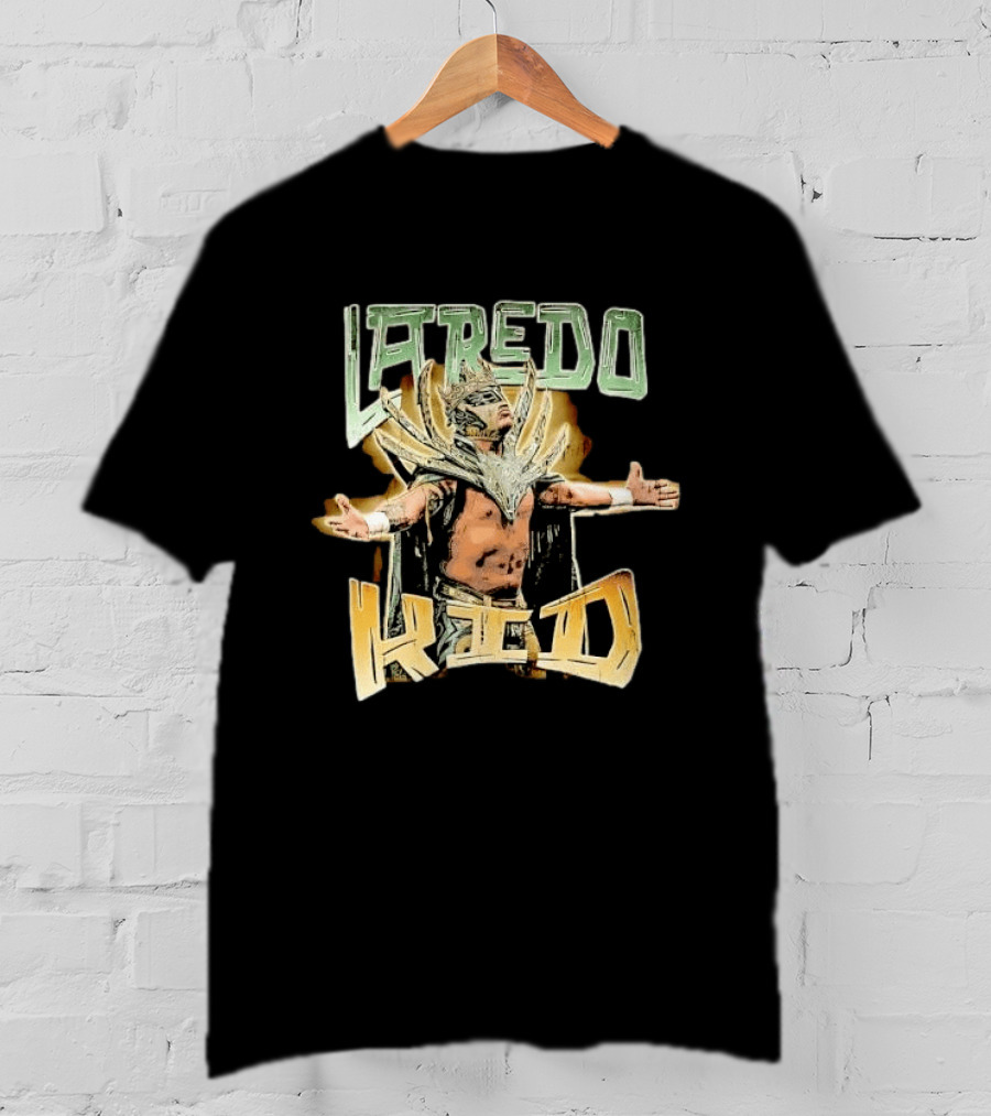 Laredo Kid Masked Luchador Arms Outstretched Distressed Luchador Champion T-Shirt