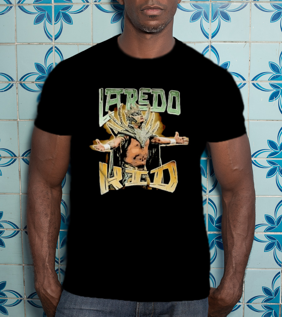 Laredo Kid Masked Luchador Arms Outstretched Distressed Luchador Champion T-Shirt