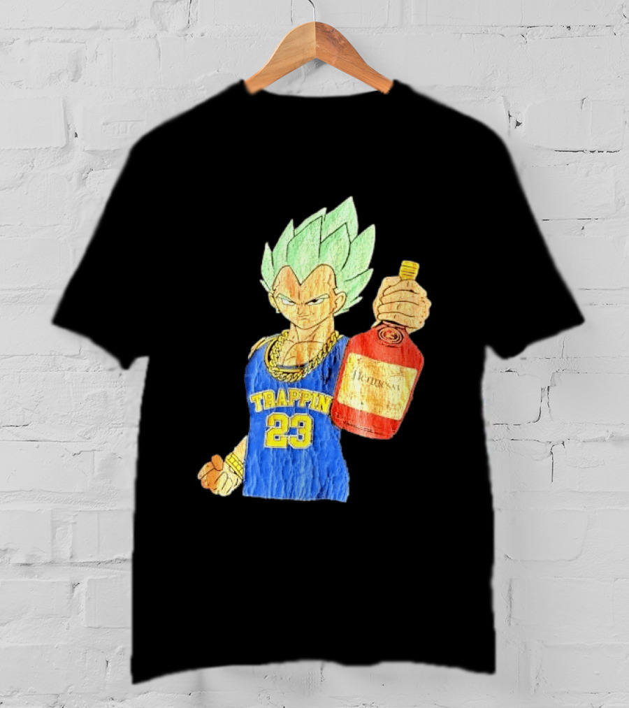 Hennessy Trappin 23 Anime Warrior Graphic Holding Bottle T-Shirt