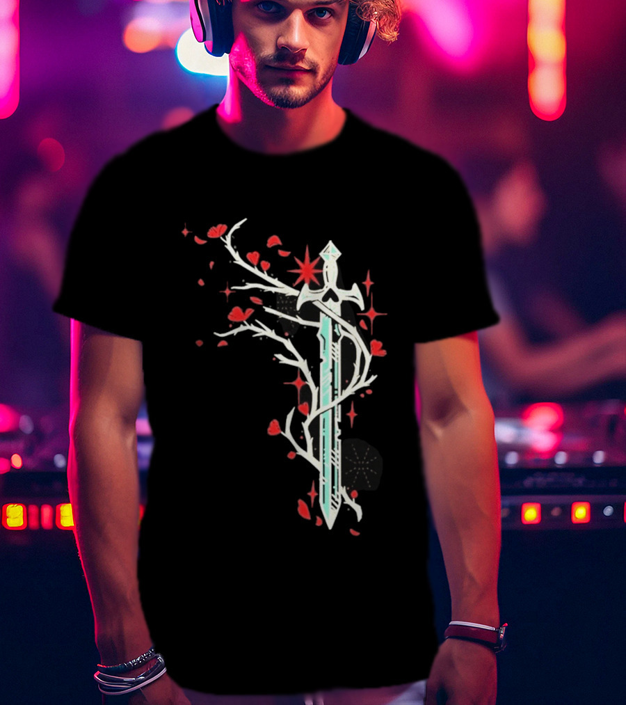Lifesteal Sword With Red Petals Survival Gaming T-Shirt