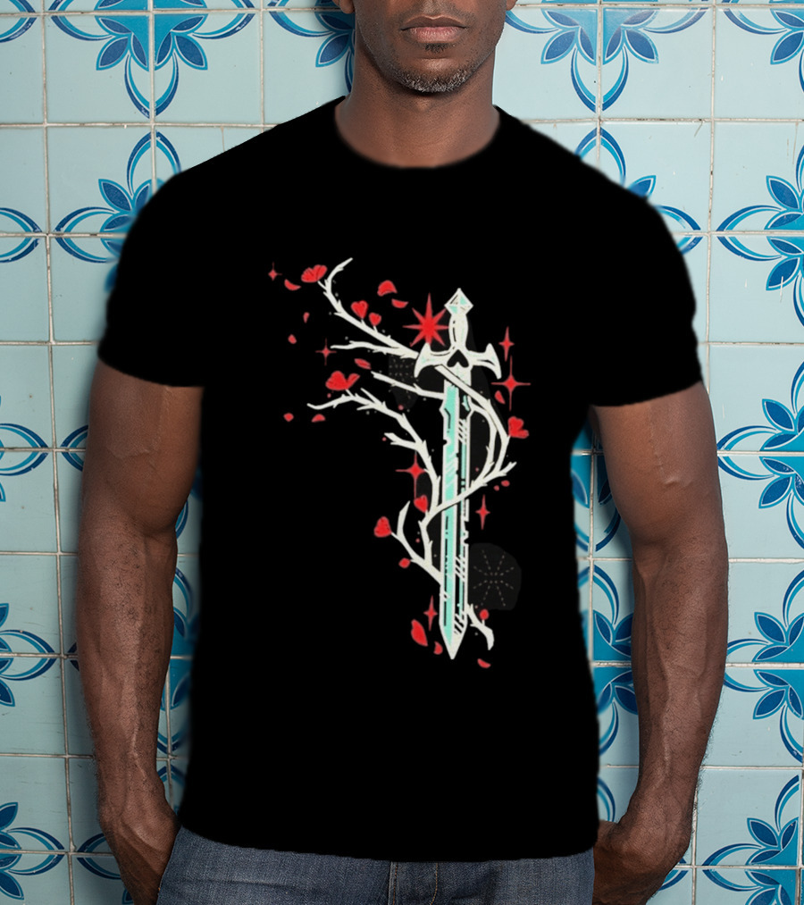 Lifesteal Sword With Red Petals Survival Gaming T-Shirt