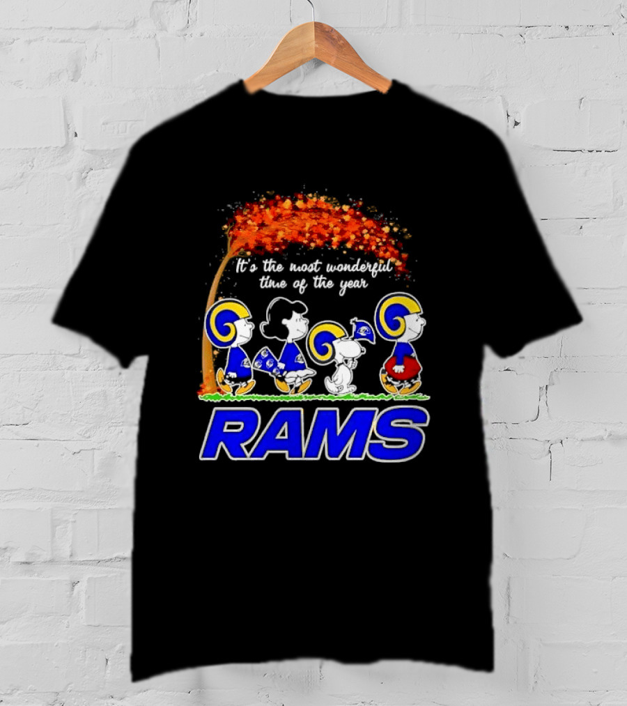 Los Angeles Rams It's The Most Wonderful Time Of Year Charlie Brown Snoopy Peanuts Football Fall T-Shirt