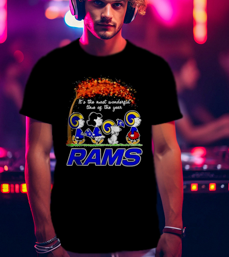 Los Angeles Rams It's The Most Wonderful Time Of Year Charlie Brown Snoopy Peanuts Football Fall T-Shirt