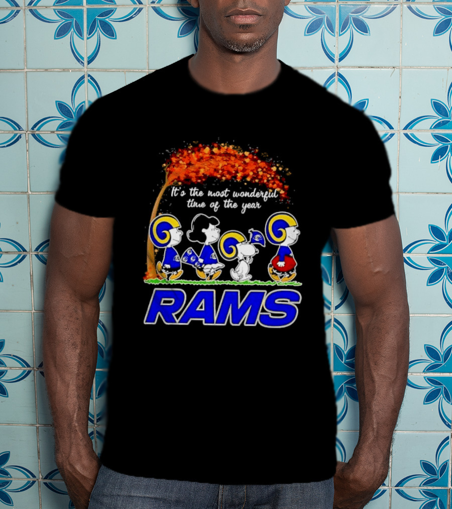 Los Angeles Rams It's The Most Wonderful Time Of Year Charlie Brown Snoopy Peanuts Football Fall T-Shirt