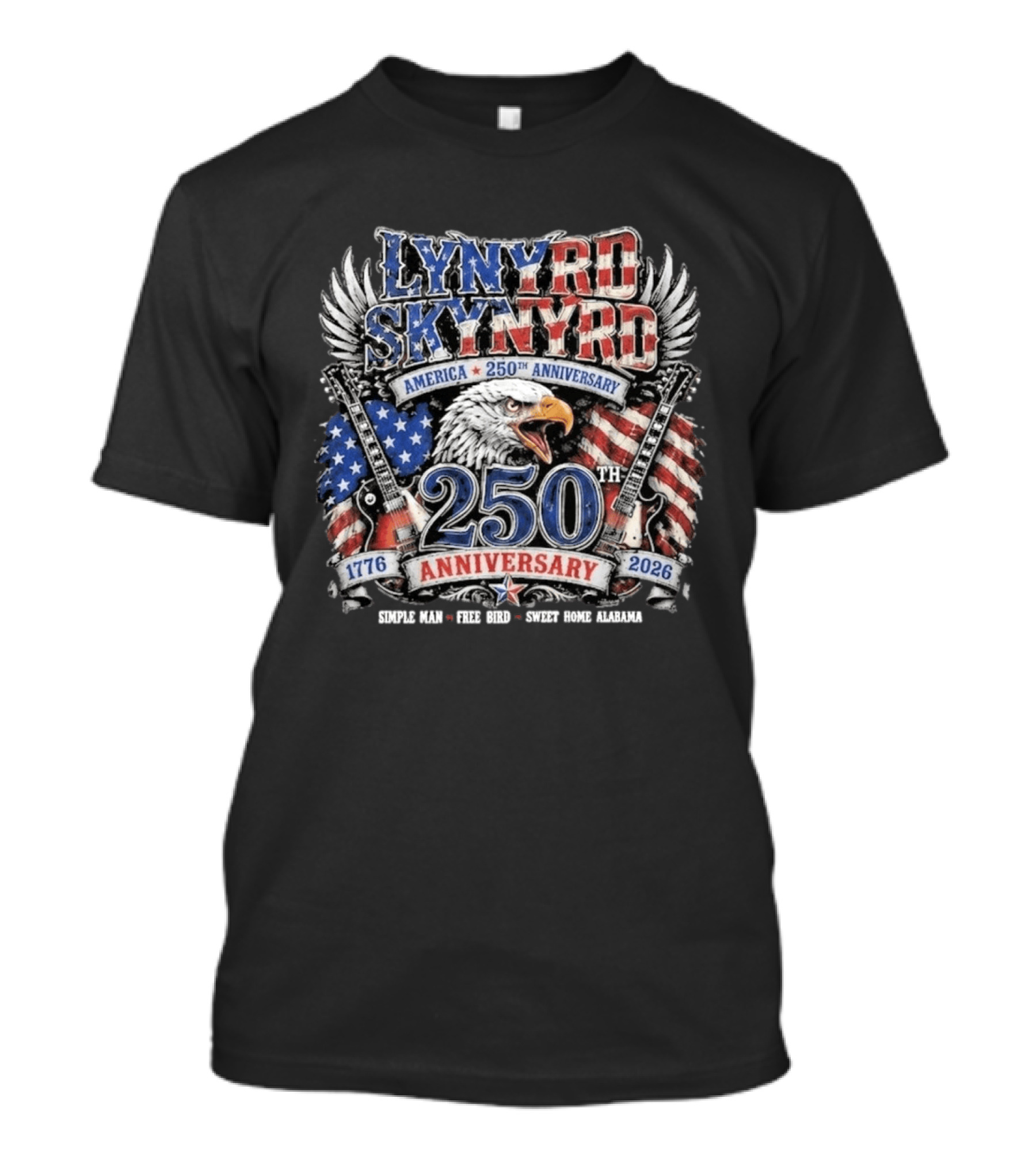 Lynyrd Skynyrd America 250th Anniversary Eagle 1776 2026 Simple Man Free Bird Sweet Home Alabama T-Shirt