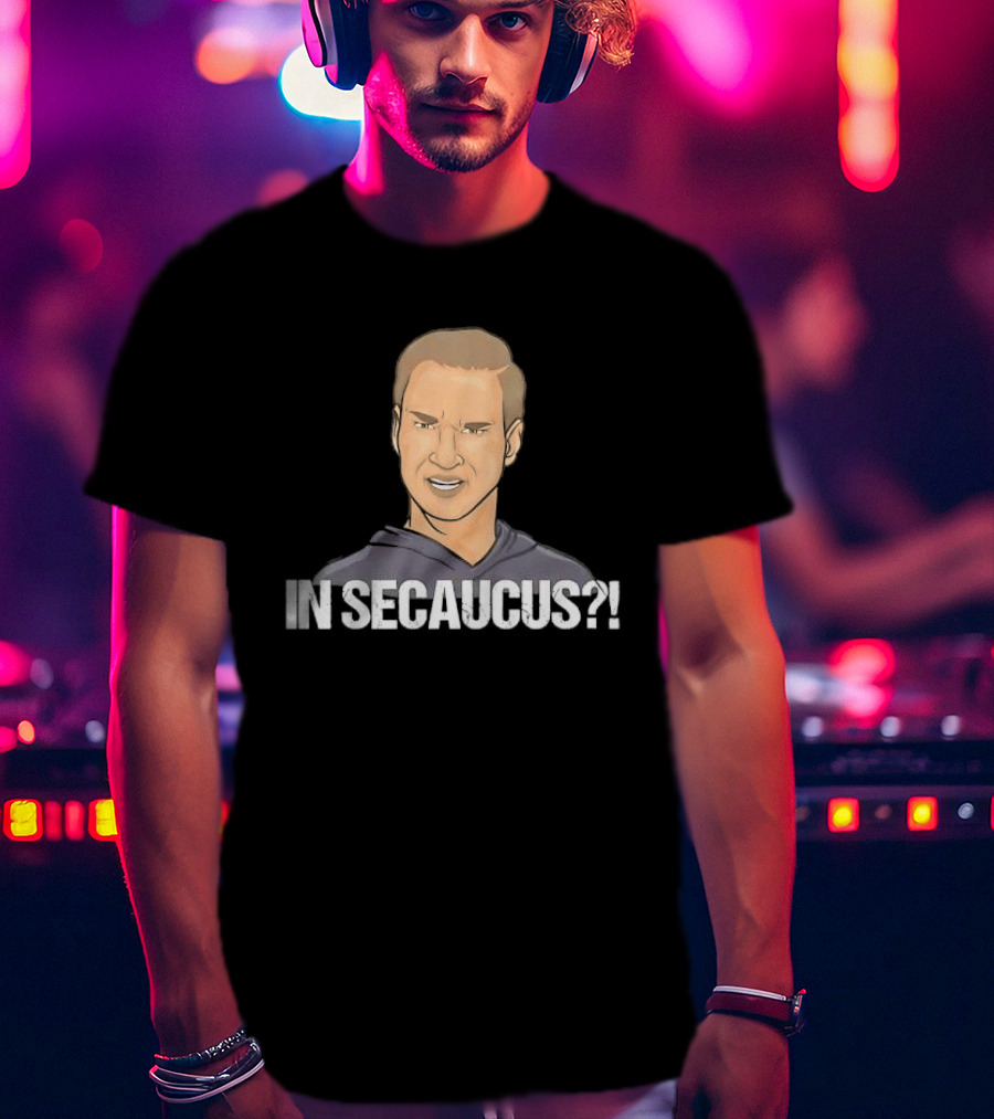 In Secaucus Cartoon Caricature Grimacing Man Face Expression T-Shirt