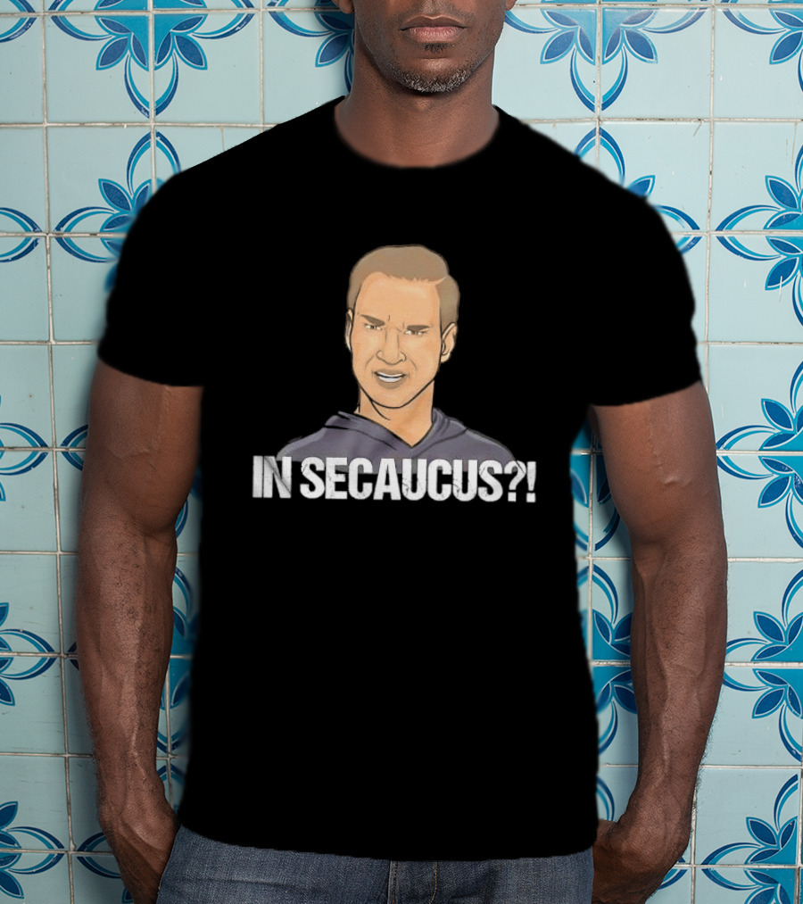 In Secaucus Cartoon Caricature Grimacing Man Face Expression T-Shirt