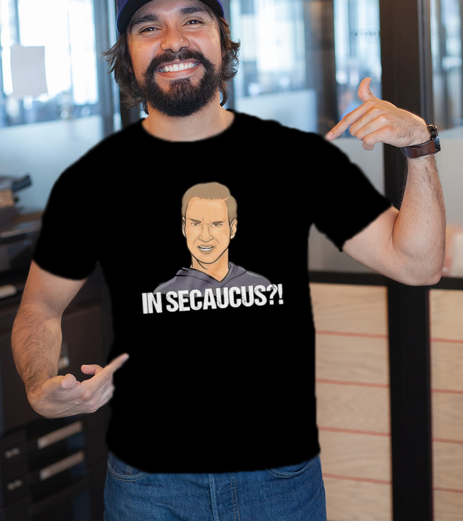 In Secaucus Cartoon Caricature Grimacing Man Face Expression T-Shirt