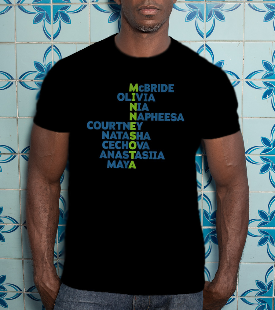 Minnesota Lynx WNBA Basketball Player Names McBride Olivia Nia Napheesa Courtney Natasha Cechova Anastasia Maya T-Shirt