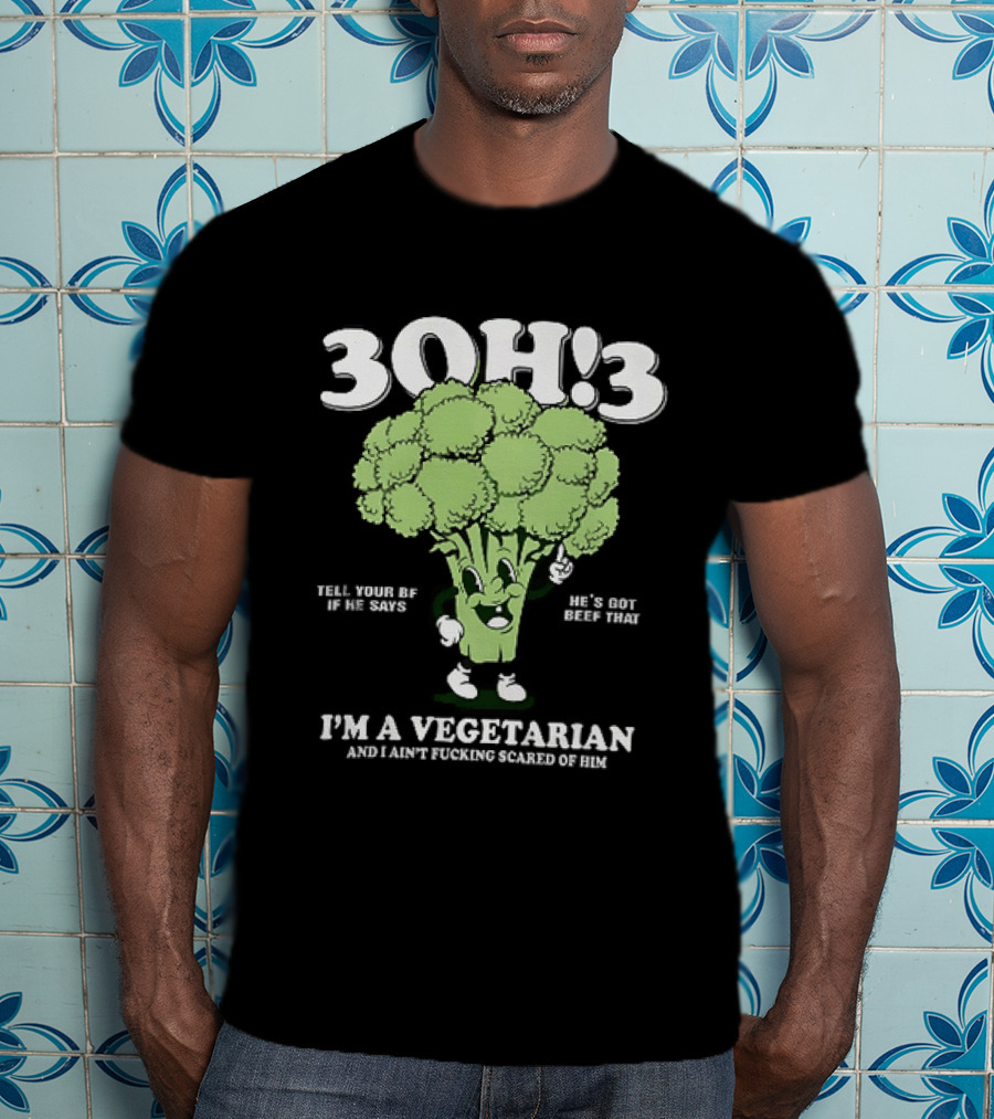 3Oh!3 I'm A Vegetarian Kill Yourself And I Ain't Scared Of Him Broccoli Cartoon T-Shirt
