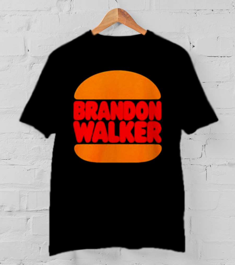 Brandon Walker Hamburger Bold Red Text Inside Orange Bun T-Shirt