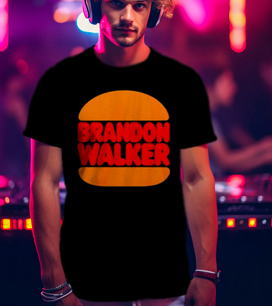 Brandon Walker Hamburger Bold Red Text Inside Orange Bun T-Shirt